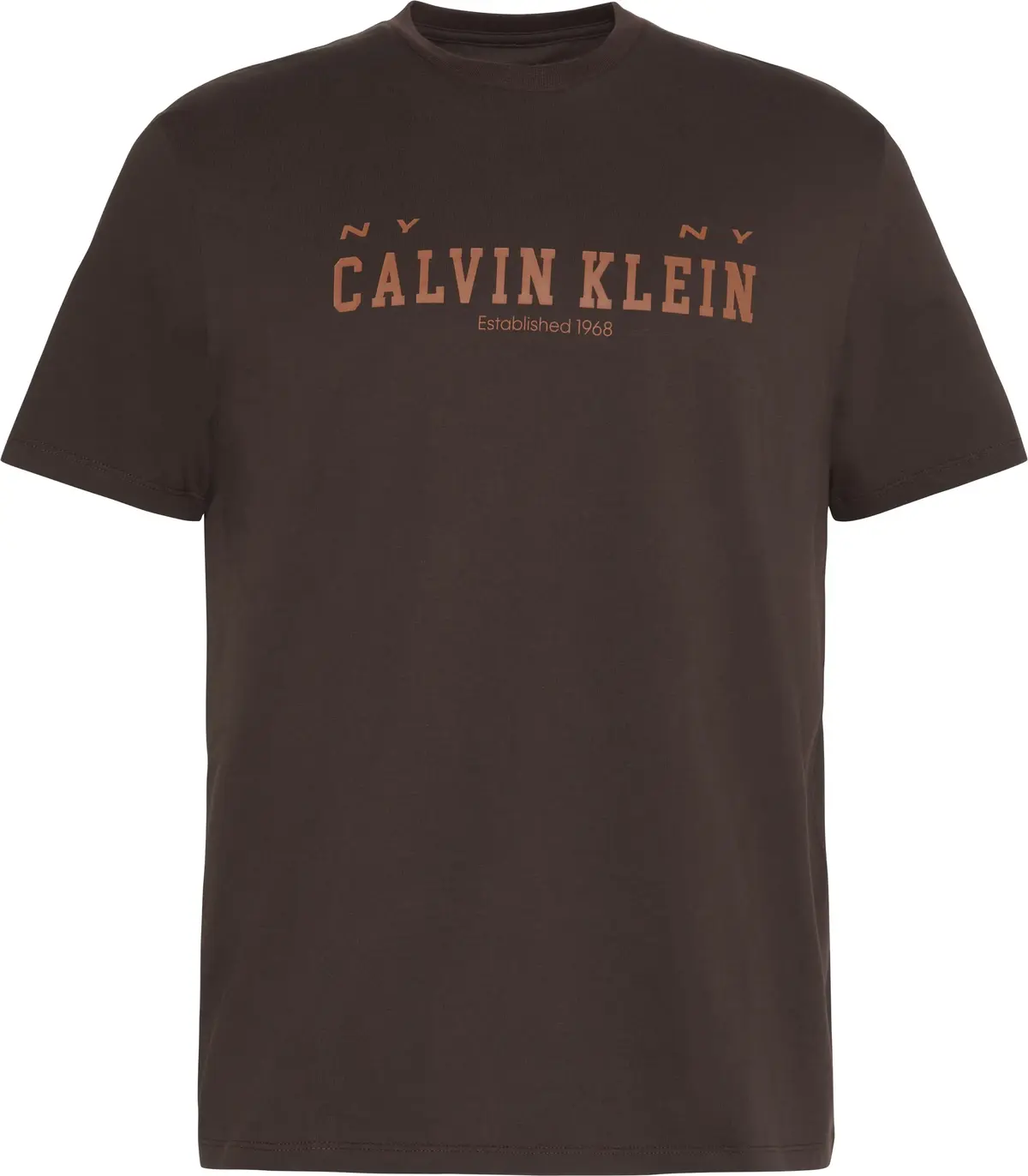 Calvin Klein SS 30S WHSL CALVIN COLL WORD GRA Erkek Kahverengi T-Shirt