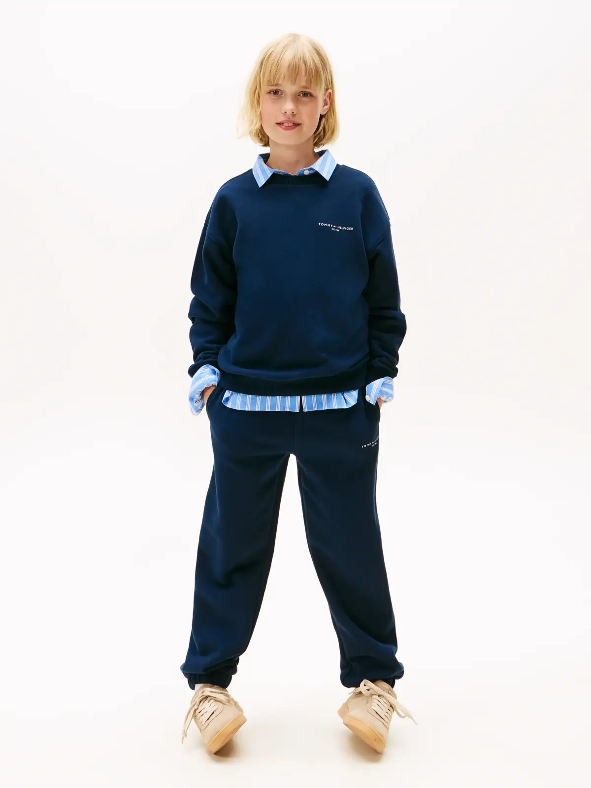 Tommy Hilfiger Kids Mini Corp Crew Neck Sweatshirt Set Lacivert Unisex Çocuk Eşofman Takımı
