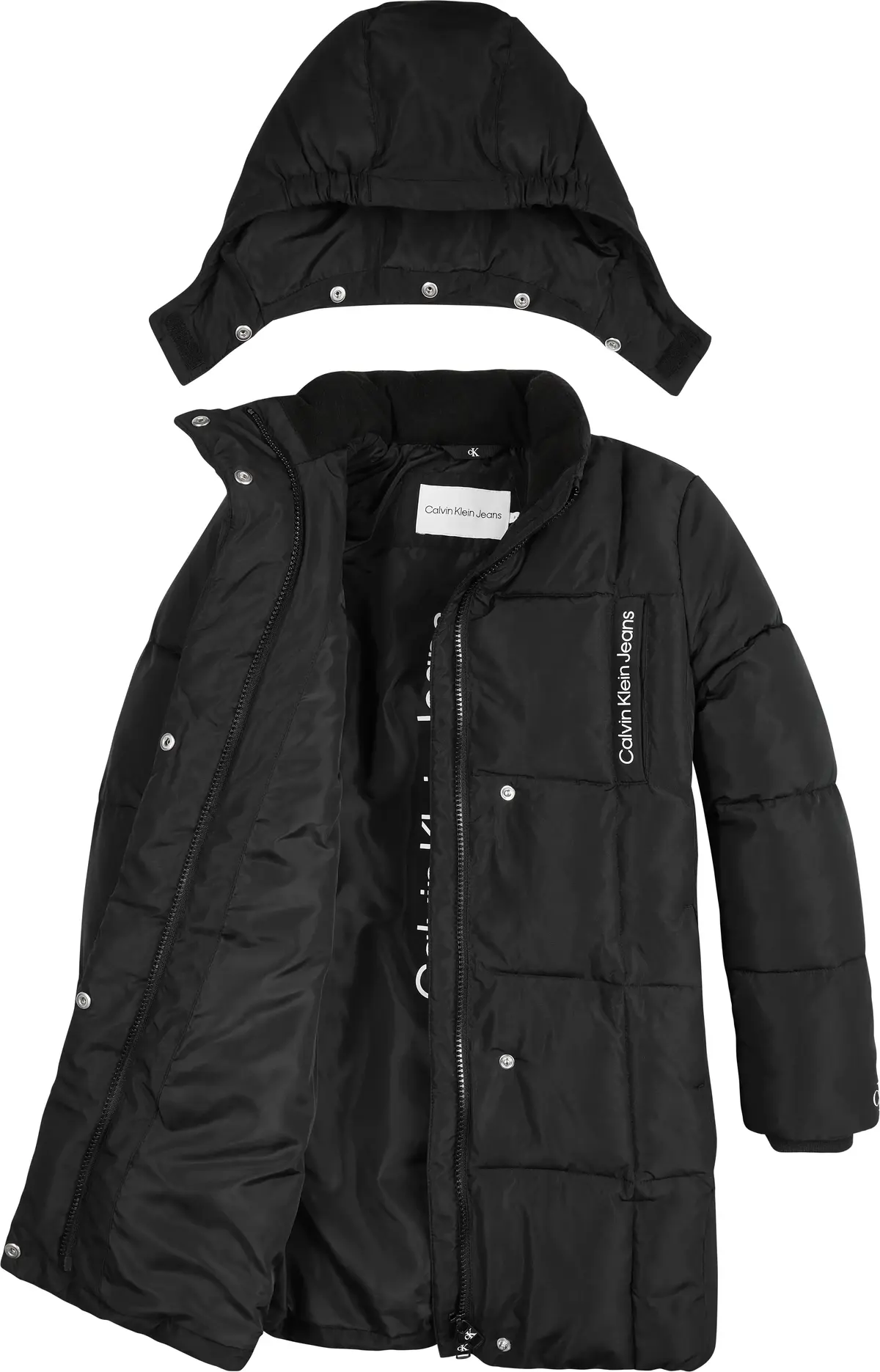 Calvin Klein LONG QUILTED PUFFER Kadın Siyah Şişme Mont