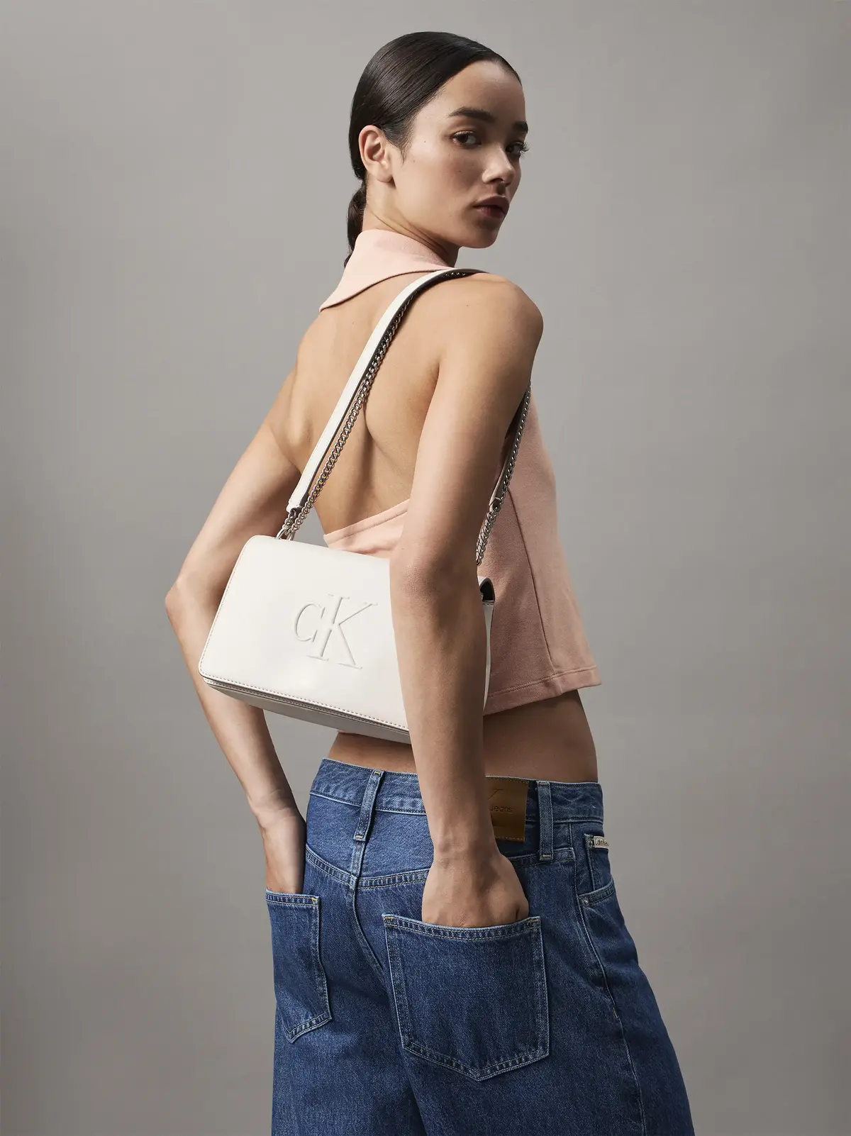 Calvin Klein SCULPTED EW FLAP25 S, WGY Krem Kadın Çanta & Cüzdan