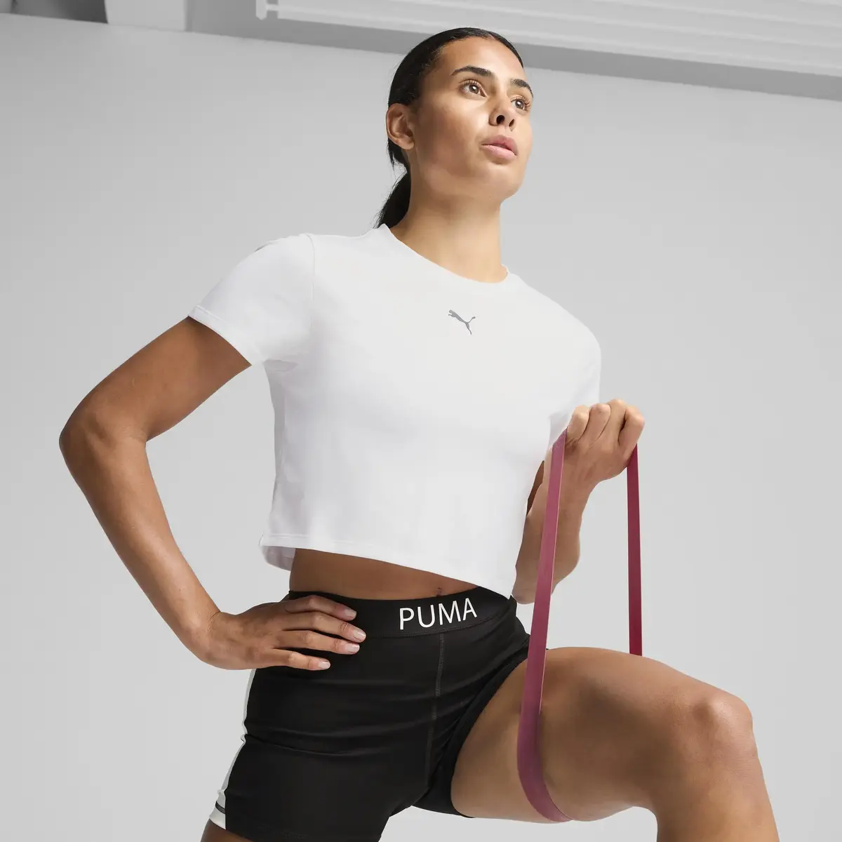 PUMA TAD ESSENTIAL W Baby Tee Beyaz Kadın Crop