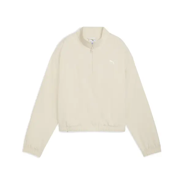 Puma HER Woven Half-Zip Crew Krem Kadın Sweatshirt