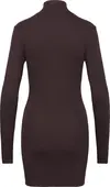 Calvin Klein LS WOVEN LABEL 2X2 RIB MINI DRES Kadın Kahverengi Elbise