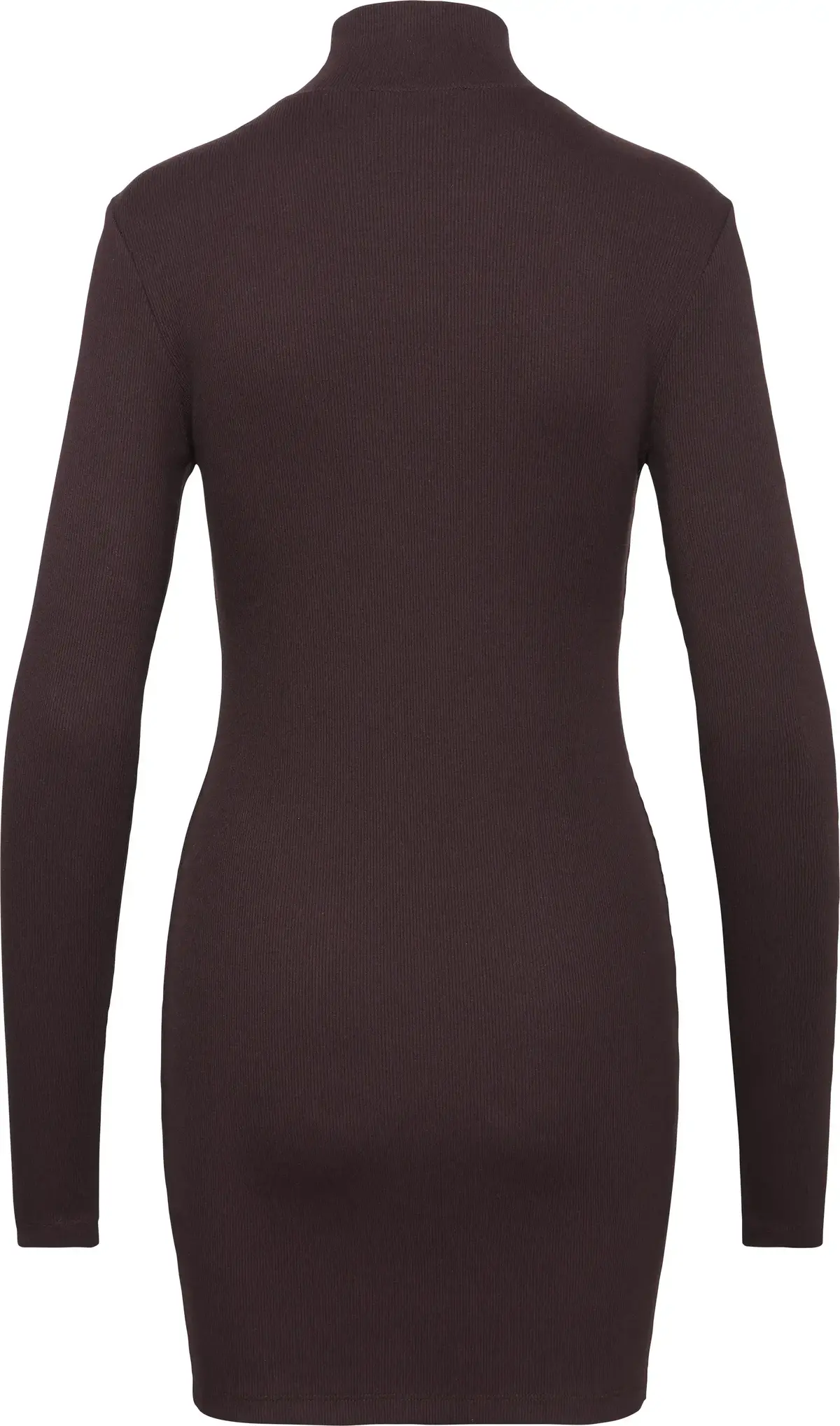 Calvin Klein LS WOVEN LABEL 2X2 RIB MINI DRES Kadın Kahverengi Elbise