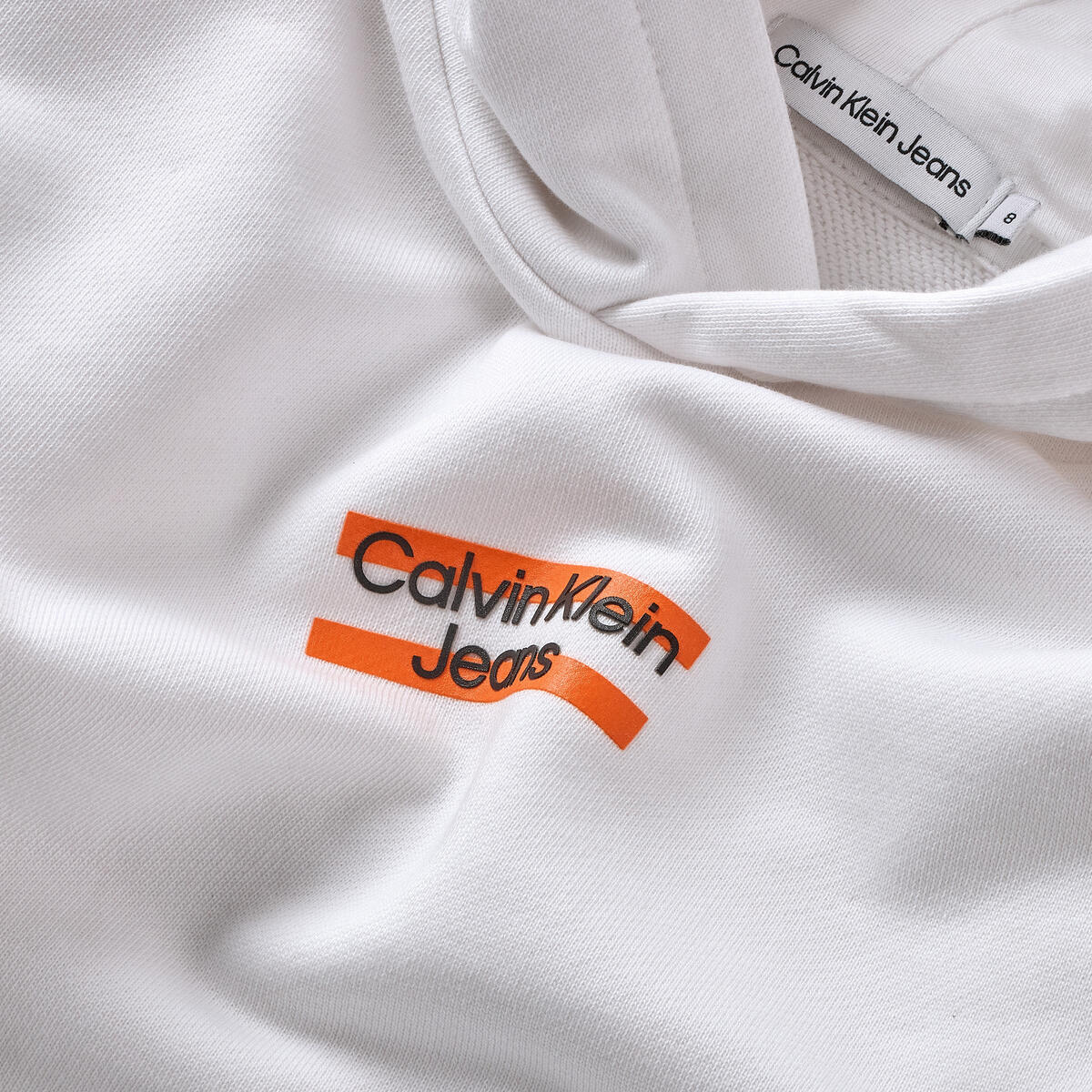 Calvin Klein MINI BLOCK LOGO HOOD Erkek Beyaz Hoodie