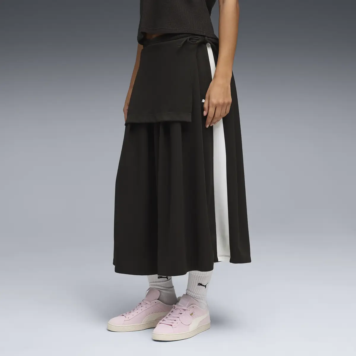 Puma T7 Midi Pleated Skirt Siyah Kadın Elbise-Etek