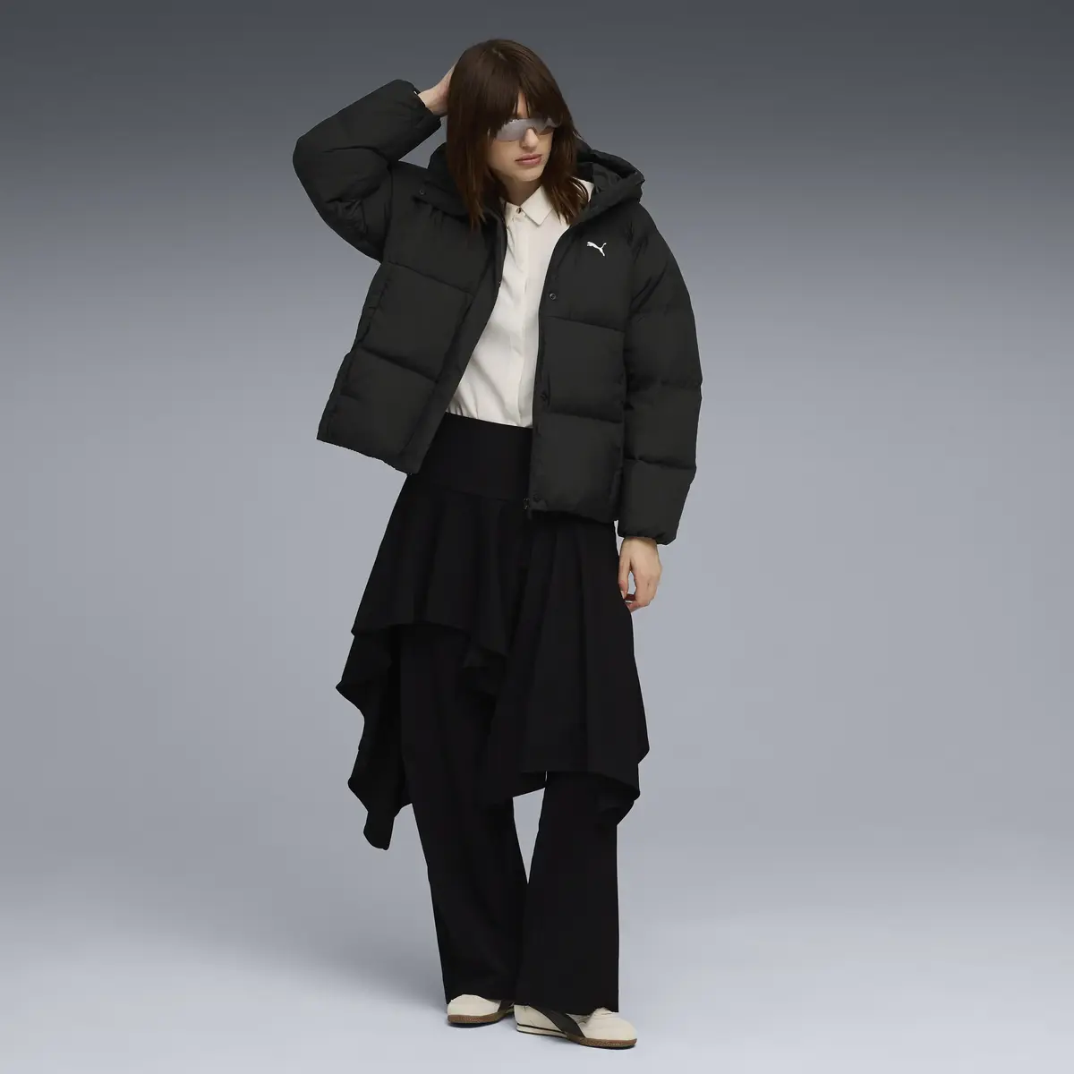 Puma Hooded Down Puffer Jacket Siyah Kadın Kapüşonlu Kaz Tüyü Mont