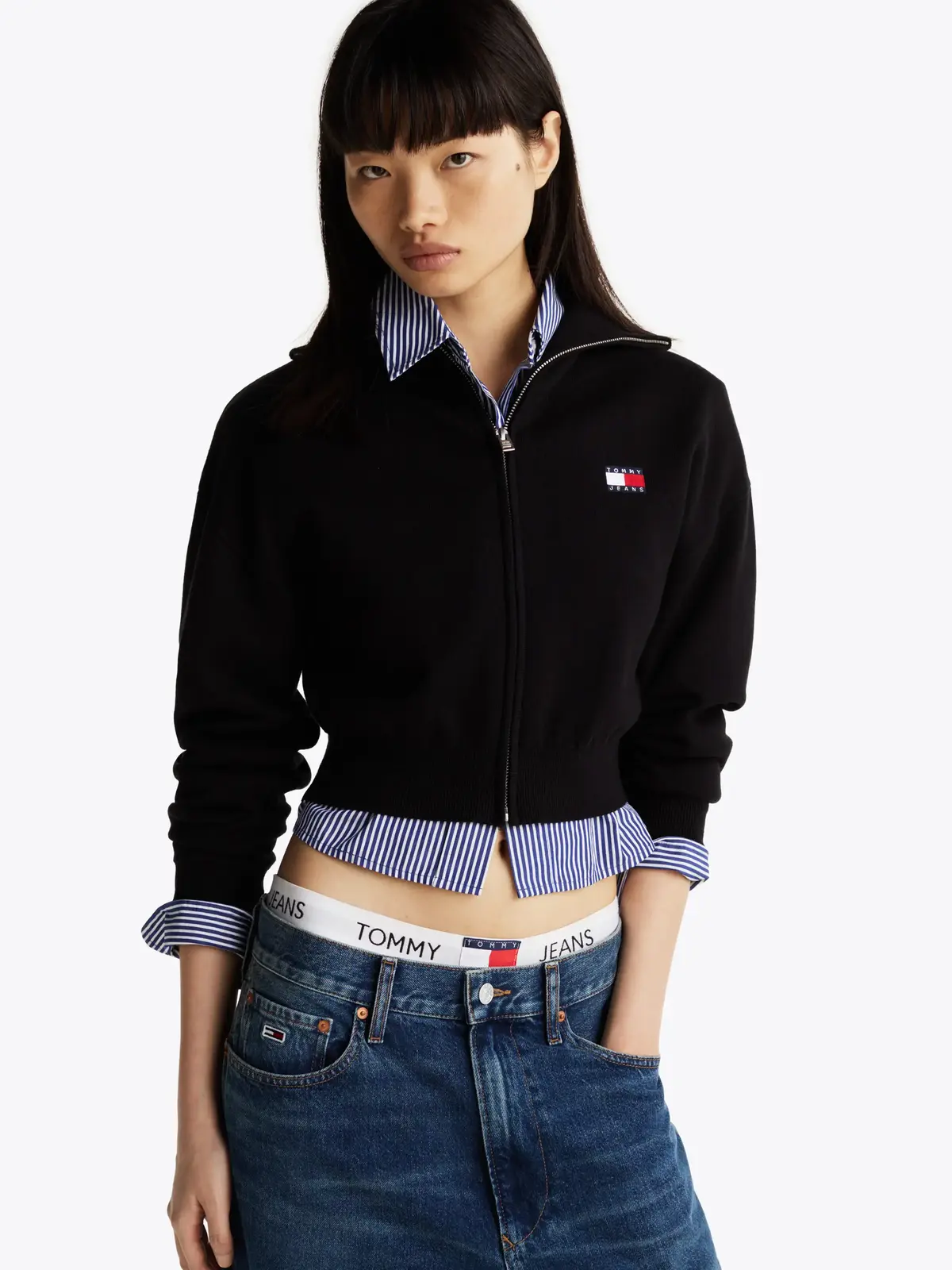Tommy Hilfiger TJW CRP BADGE ZIP TH, BDS Siyah Kadın Ceket