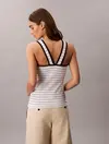 Calvin Klein SL COTTON RIB STRIPE, XE3 Beyaz Kadın T-Shirt