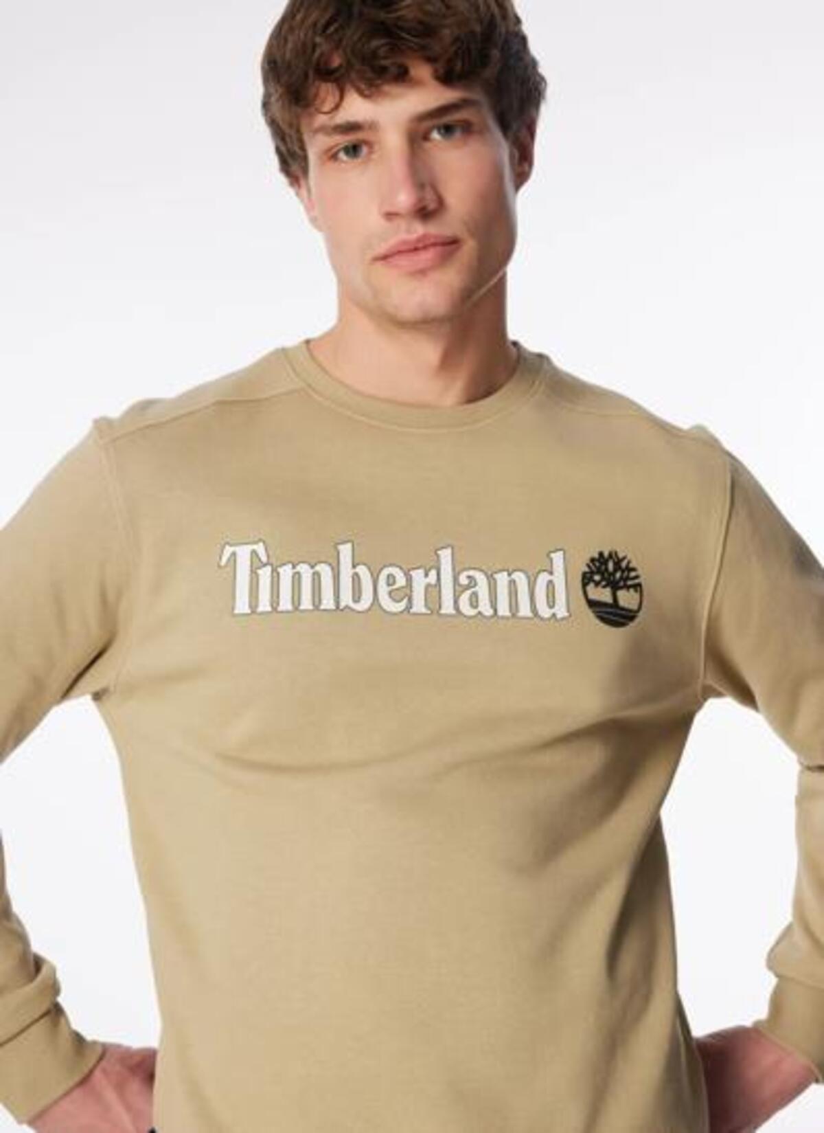 Timberland KENNEBEC RIVER Linear Logo Crew Neck Swe Bej Erkek Sweatshirt & Hoodie