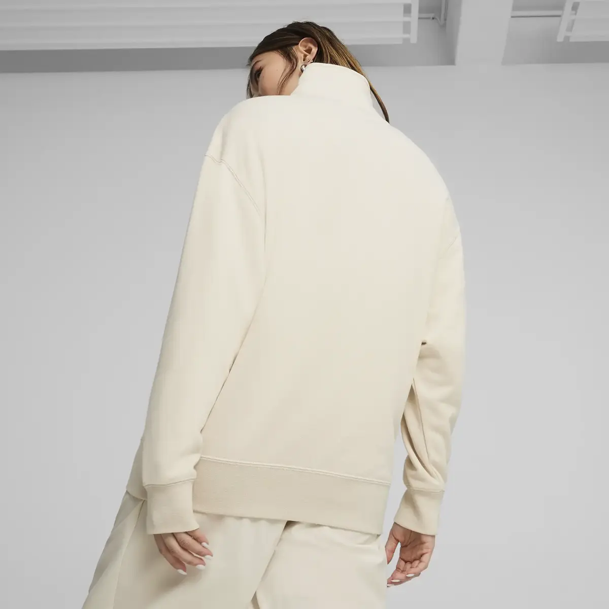 Puma YONA Half-Zip Crew Bej Kadın Sweatshirt