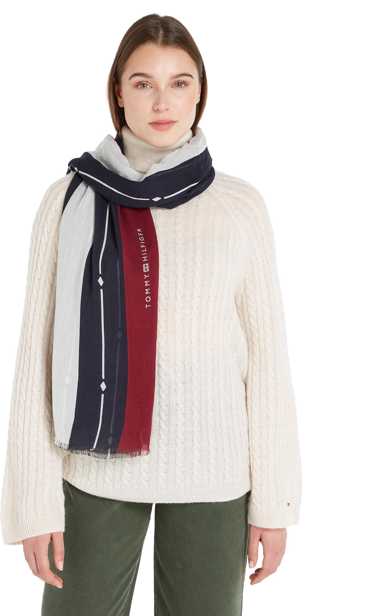Tommy Hilfiger ESSENTIAL FLAG MODAL Kadın Kırmızı Atkı