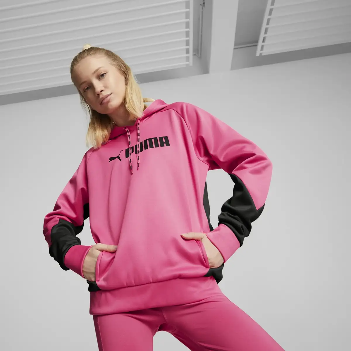 Puma Fit Pwr Flc Po Hoodie Pembe Kadın Koşu Ve Yürüyüş Hoodie