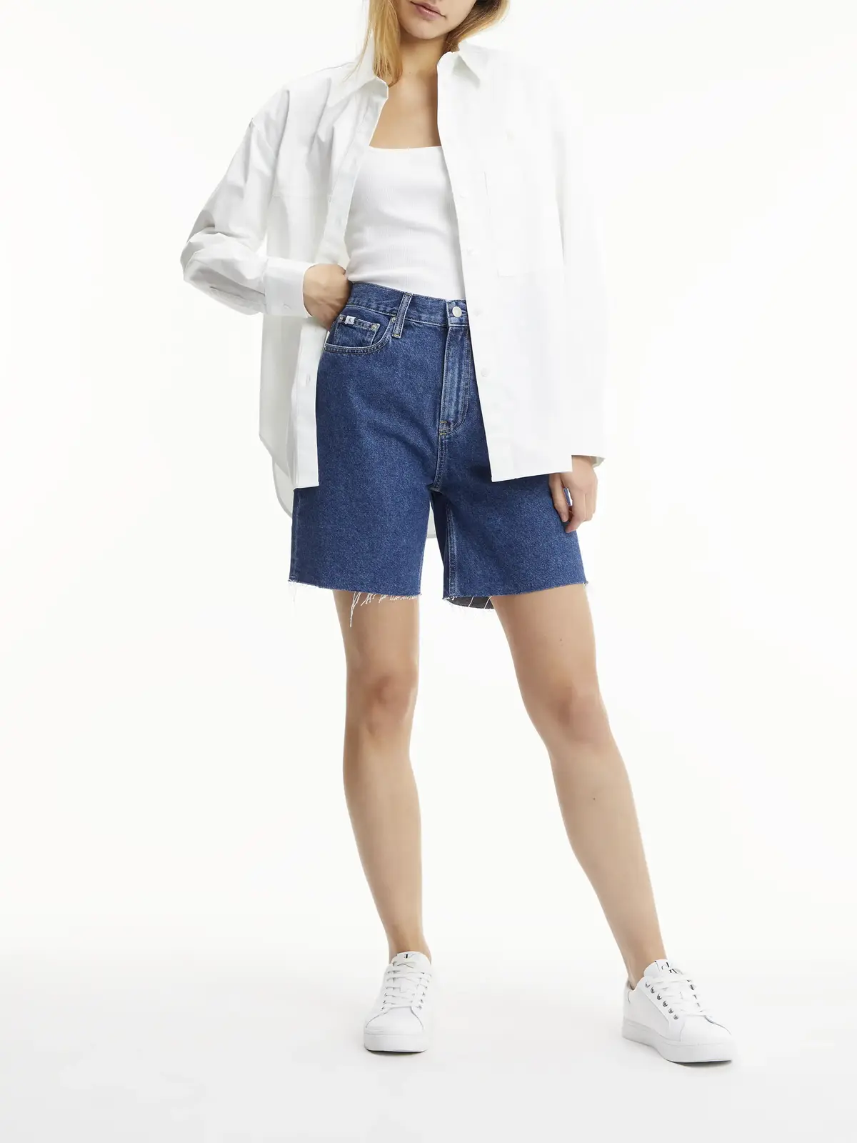 Calvin Klein CK COTTON OVERSHIRT Kadın Beyaz Gömlek
