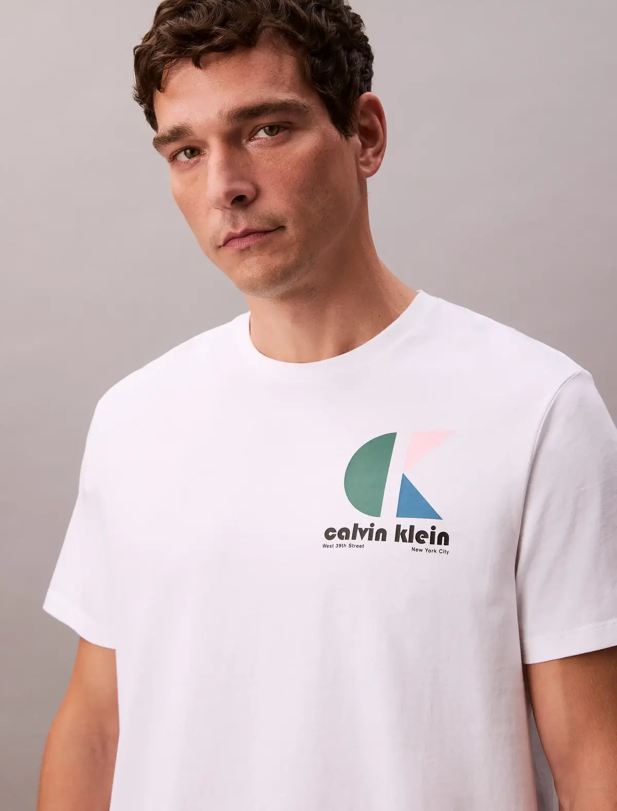 Calvin Klein SS 20S CK BAUHAUS LO, YAA Beyaz Erkek T-Shirt