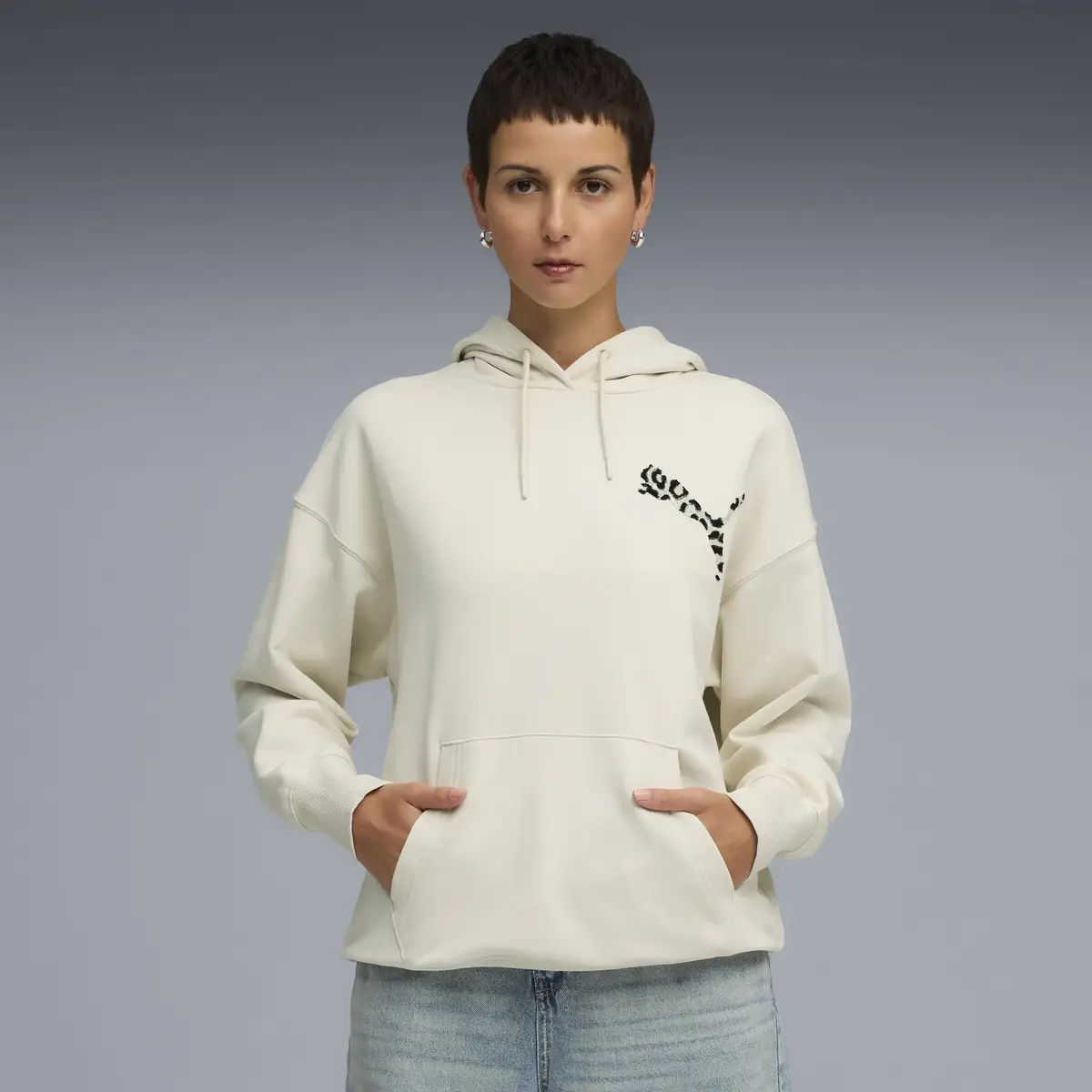 Puma LEO LUXE Oversized Hoodie TR Krem Kadın Hoodie