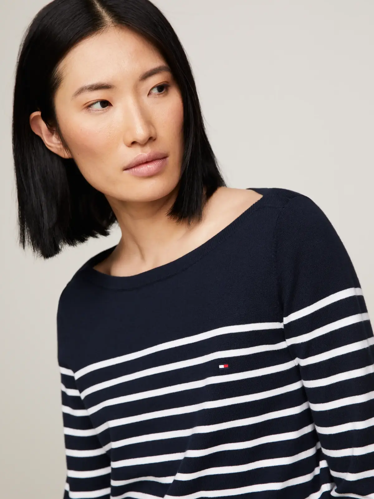 Tommy Hilfiger HERITAGE BOAT NECK S Kadın Siyah Kazak