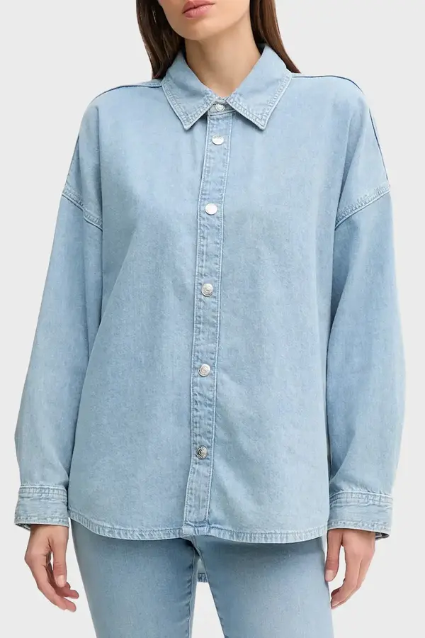 Calvin Klein RELAXED LINEN DENIM SHIRT AARON Mavi Kadın Gömlek