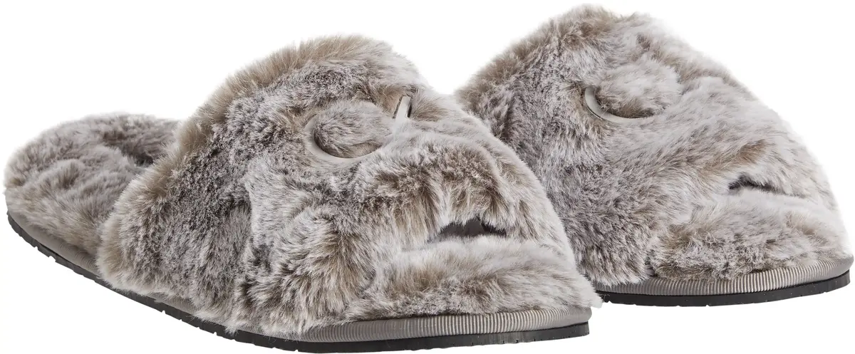 Calvin Klein SLIPPER SANDAL FUR Kadın Gri Terlik