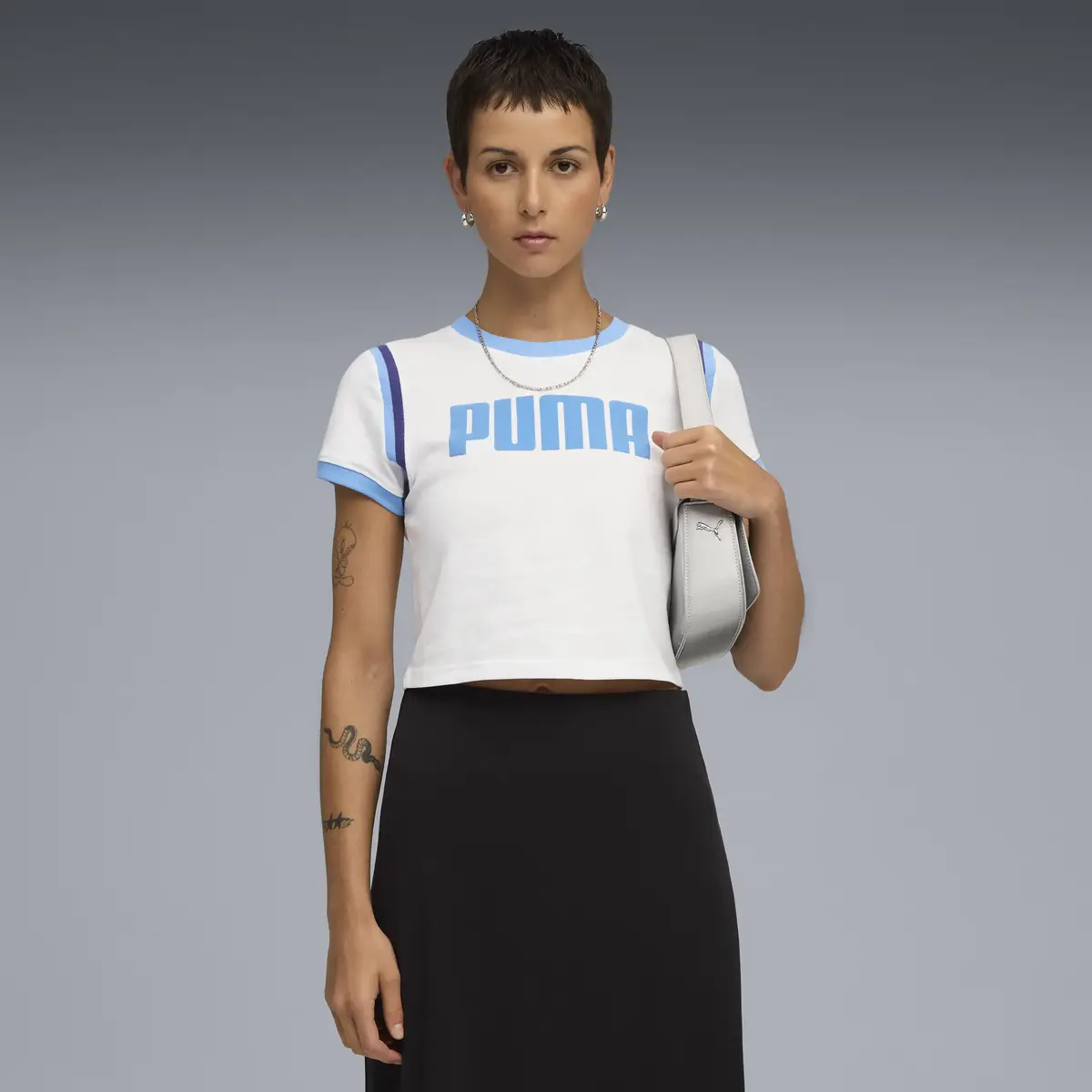 PUMA FUTURE.PUMA.ARCHIVE Baby Tee Beyaz Kadın Crop