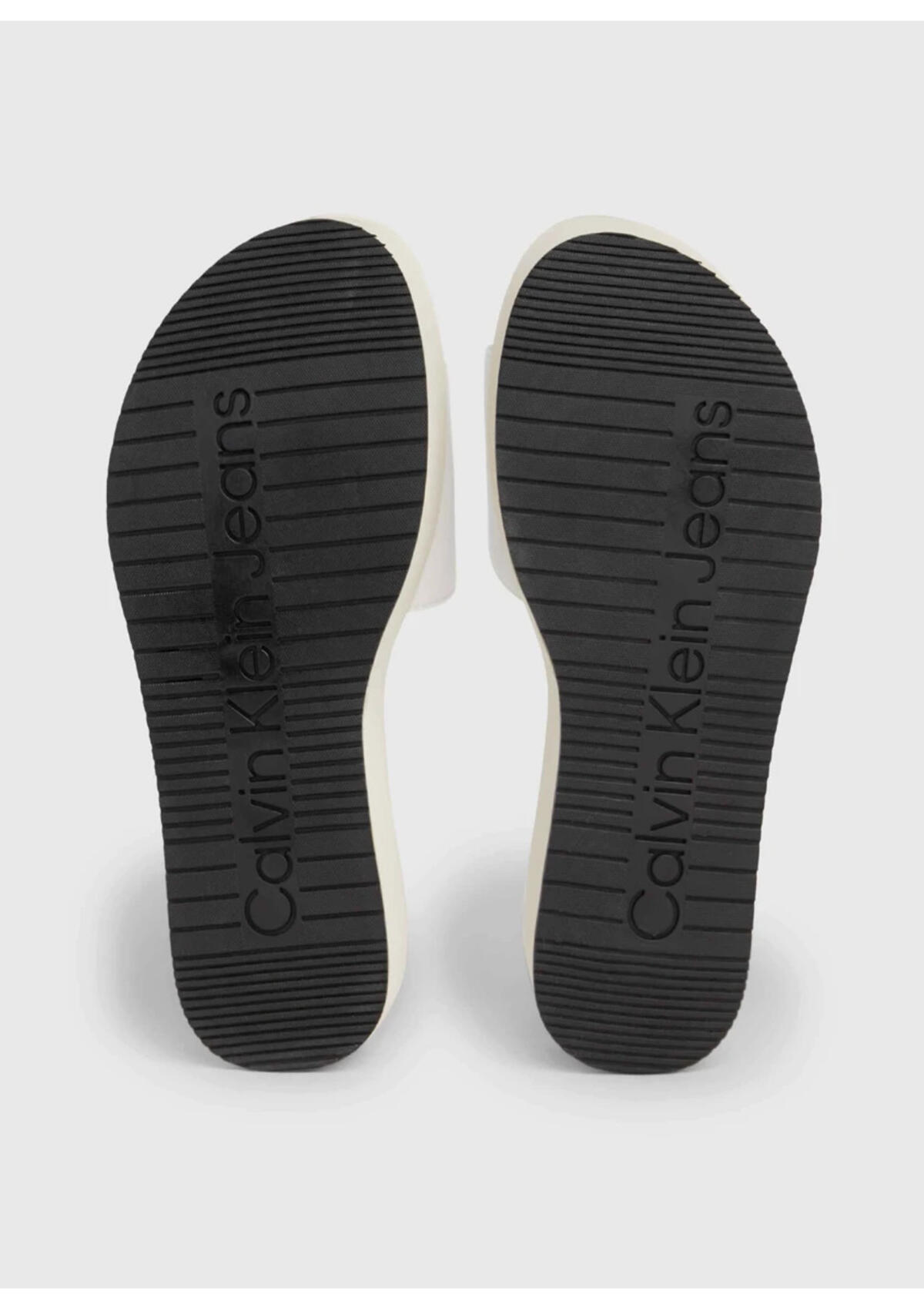 Calvin Klein FLATFORM SANDAL MET, 0F9 Beyaz Kadın Terlik