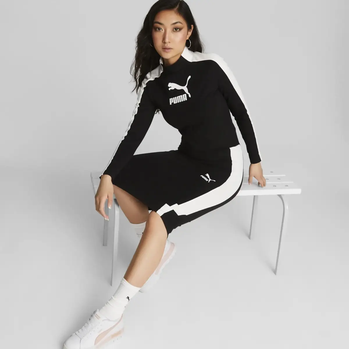 Puma T7 Cropped Slim Ls Tee Siyah Kadın T-Shirt