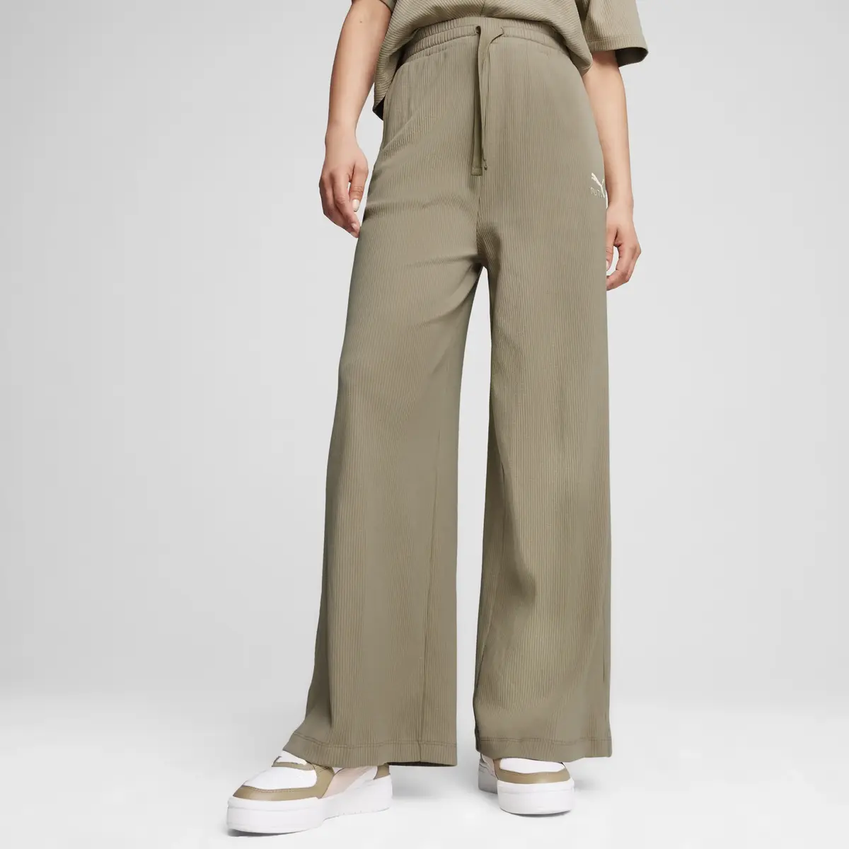 Puma CLASSICS Ribbed Relaxed Pant Açık Kahve Kadın Eşofman Altı