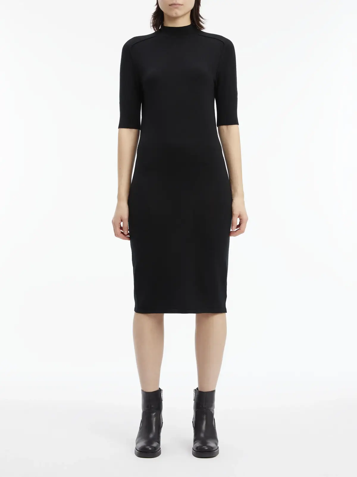 Calvin Klein EXTRA FINE WOOL 1/2 Kadın Siyah Elbise