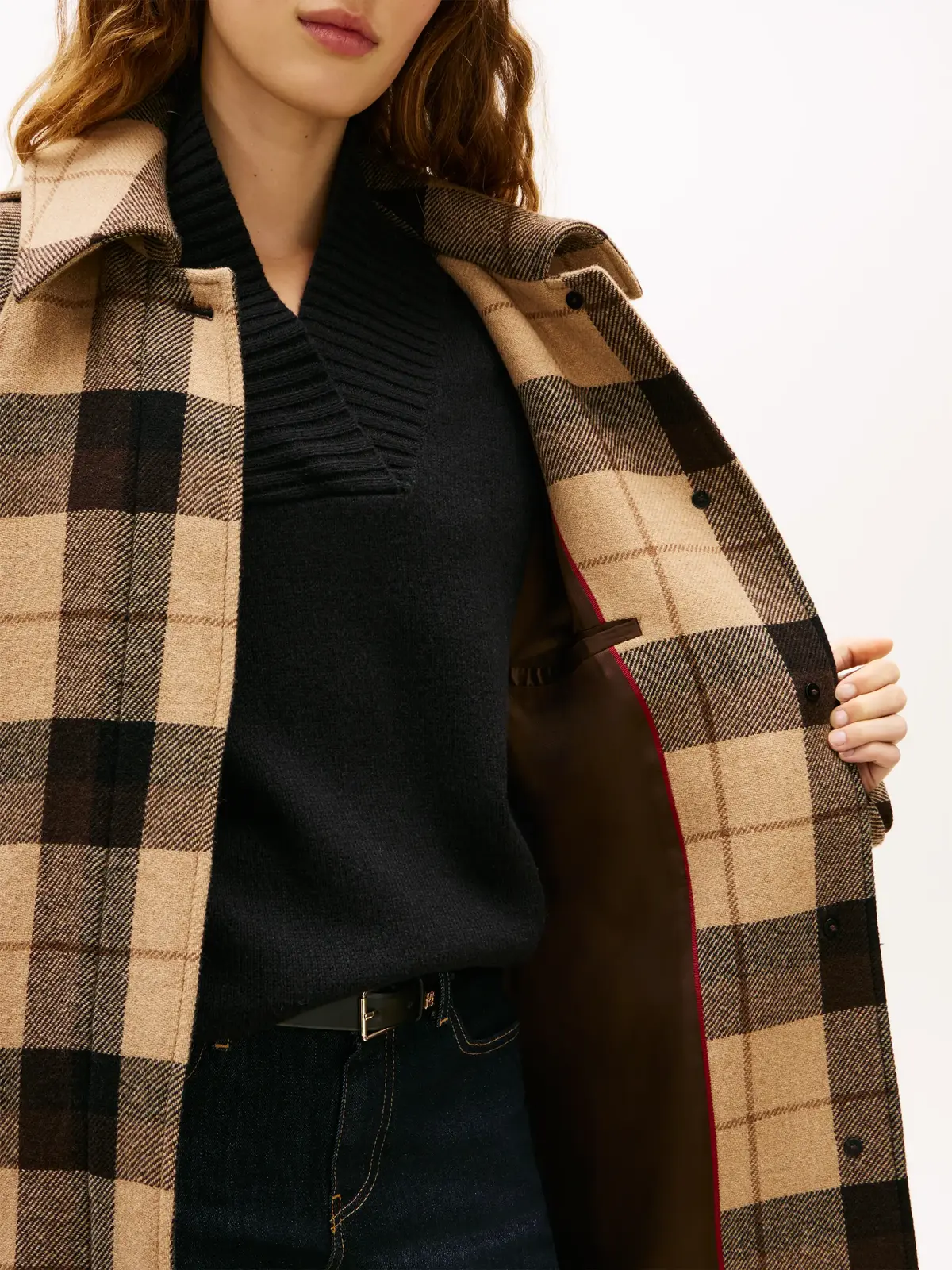 WOOL CHECK BELTED RL, 0M7