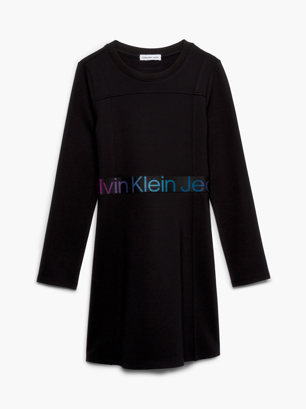 Calvin Klein PUNTO TAPE LS DRESS Kadın Siyah Elbise