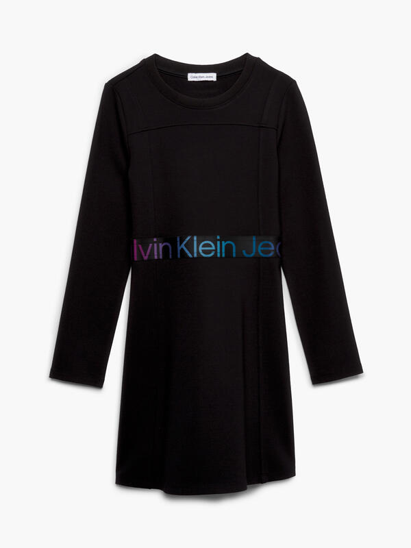 Calvin Klein PUNTO TAPE LS DRESS Kadın Siyah Elbise