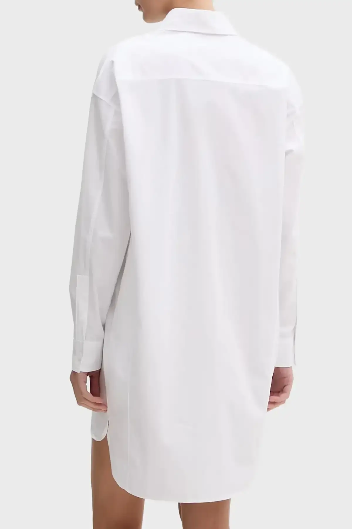 Calvin Klein Cotton Oversized Mini Shirtdress Beyaz Kadın Elbise