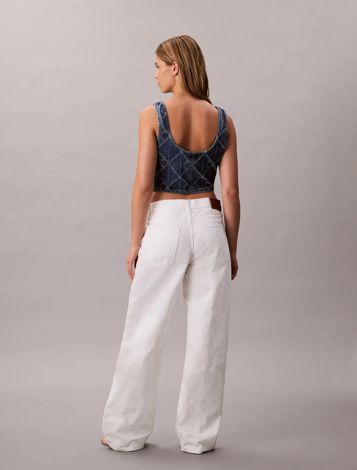 Calvin Klein LOW RISE BAGGY CK AR Beyaz Kadın Baggy Pantolon