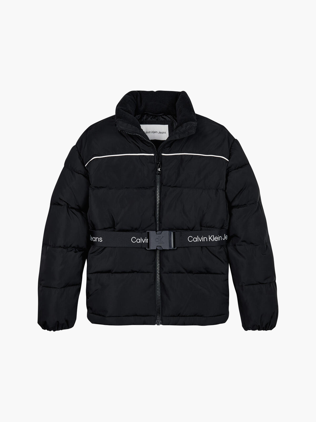 Calvin Klein LOGO TAPE BELT JACKE Kadın Siyah Şişme Mont