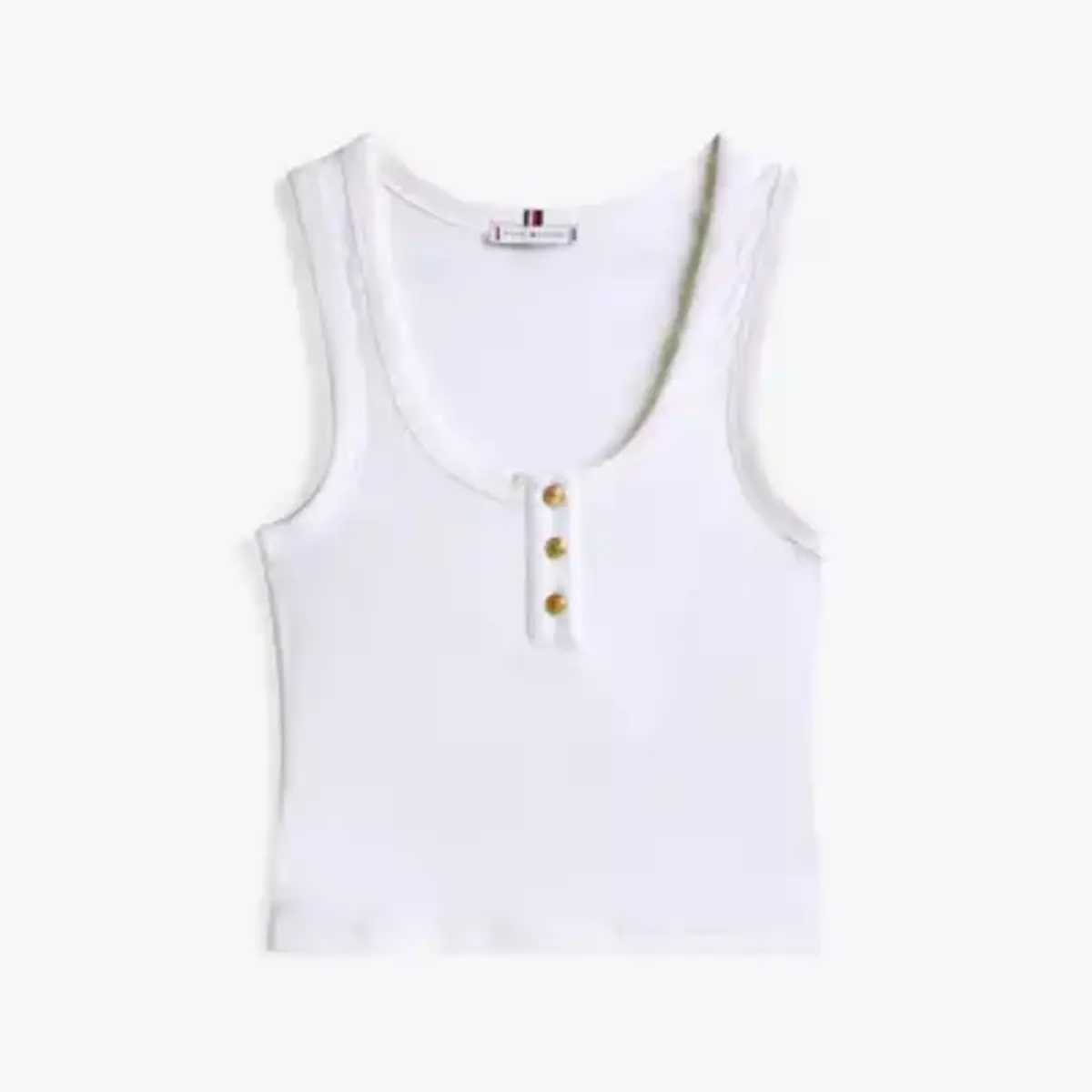 Tommy Hilfiger SLIM HENLEY GB SCOOP, YBL Beyaz Kadın T-Shirt & Polo