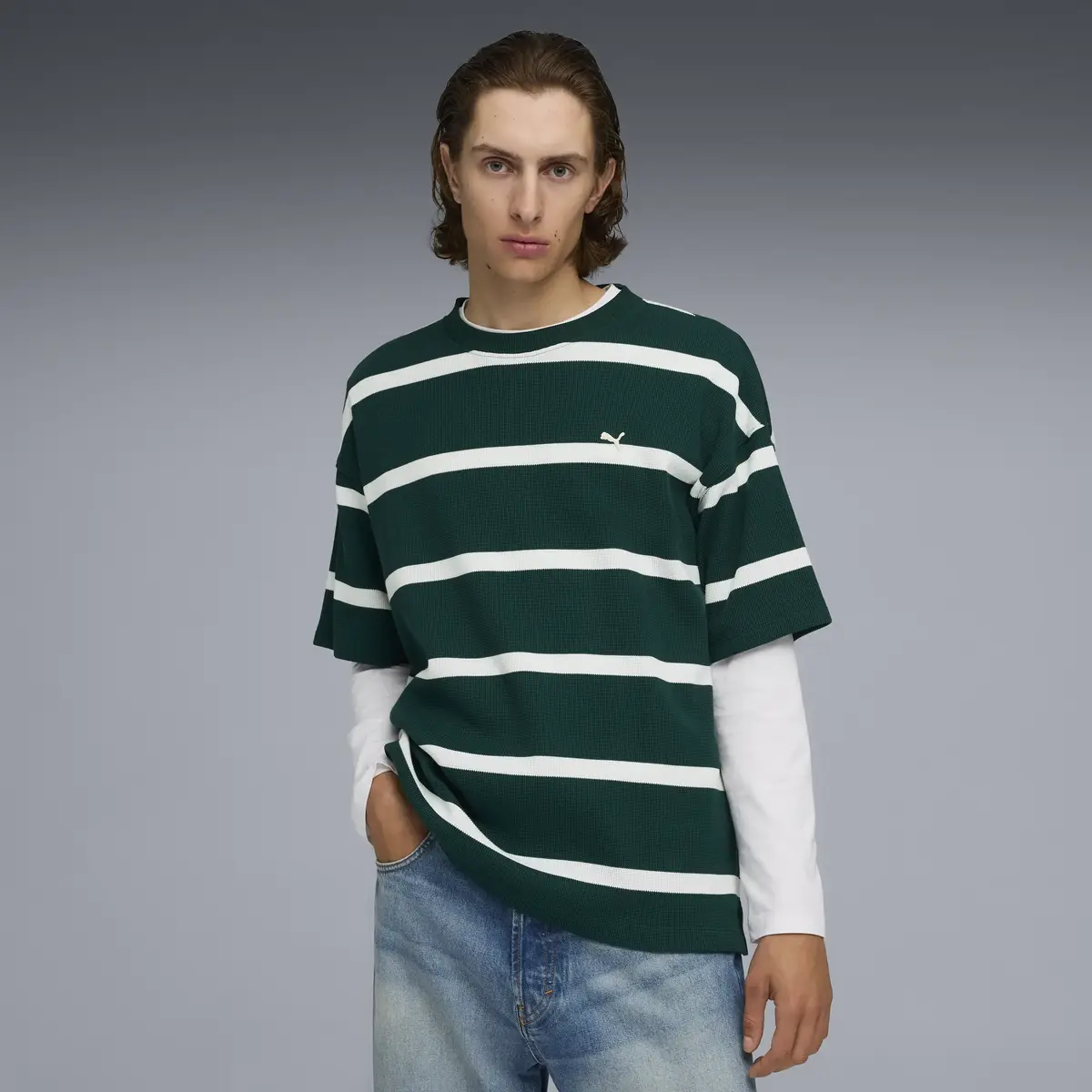 Puma SELECT Essentials Waffle Tee Yeşil Erkek T-Shirt