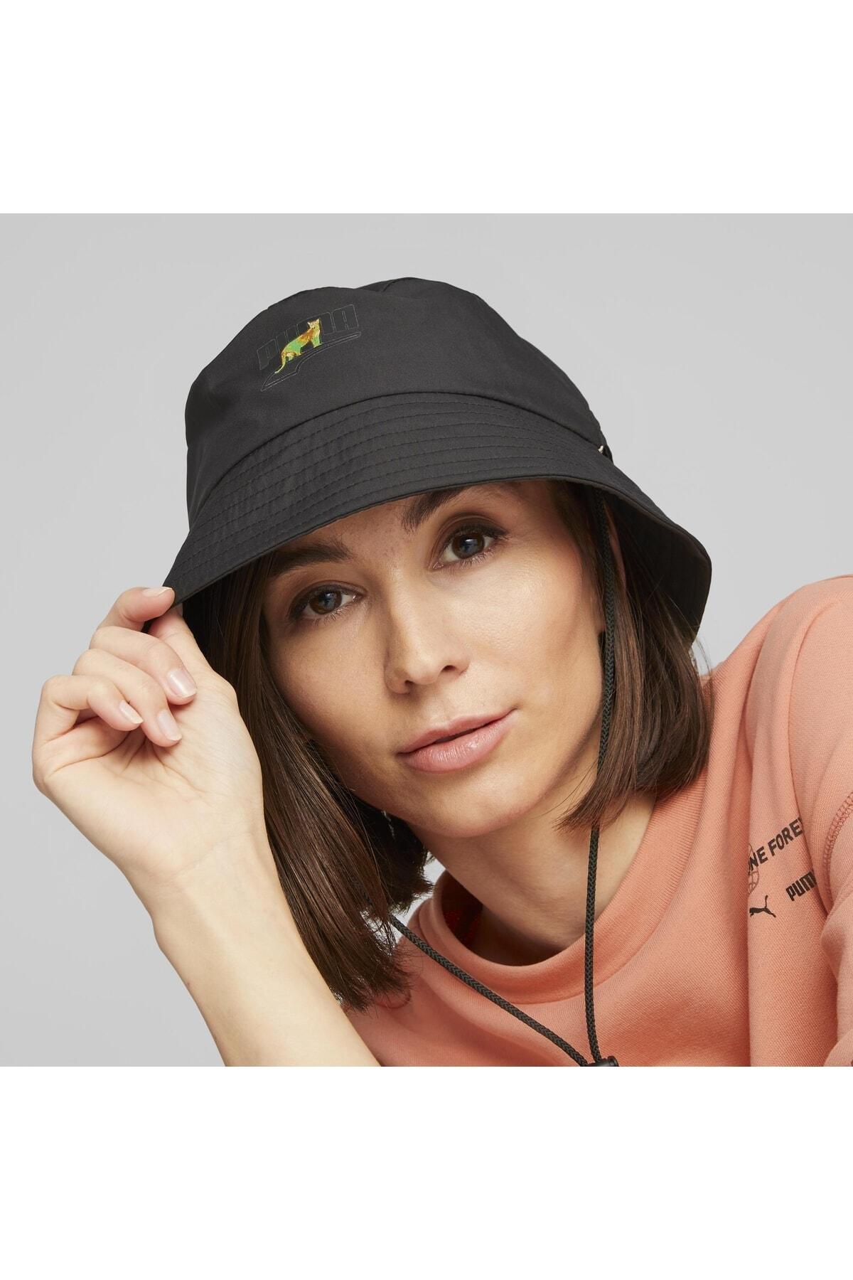 Puma Prime Çift Taraflı Siyah - Desenli Kadın Balıkçı Şapka