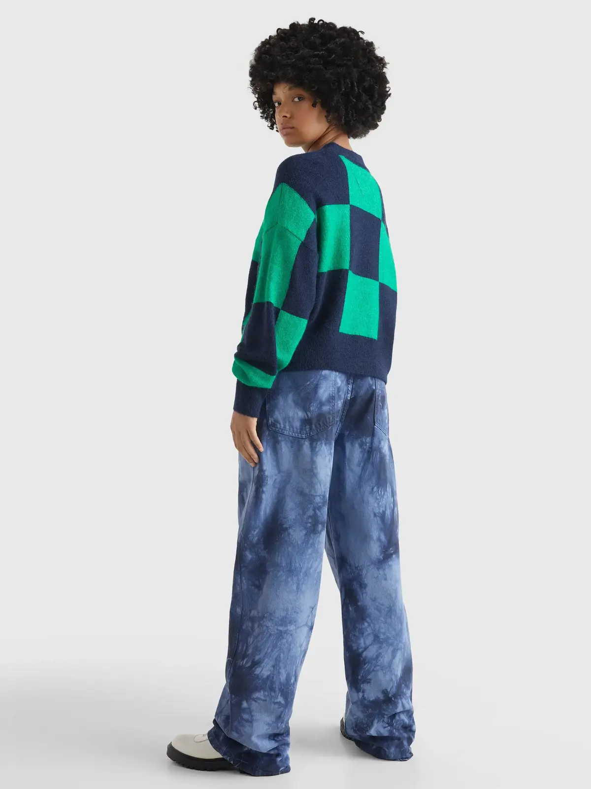 Tommy Hilfiger TJW RLXD CHECKER FLA Kadın Yeşil Kazak