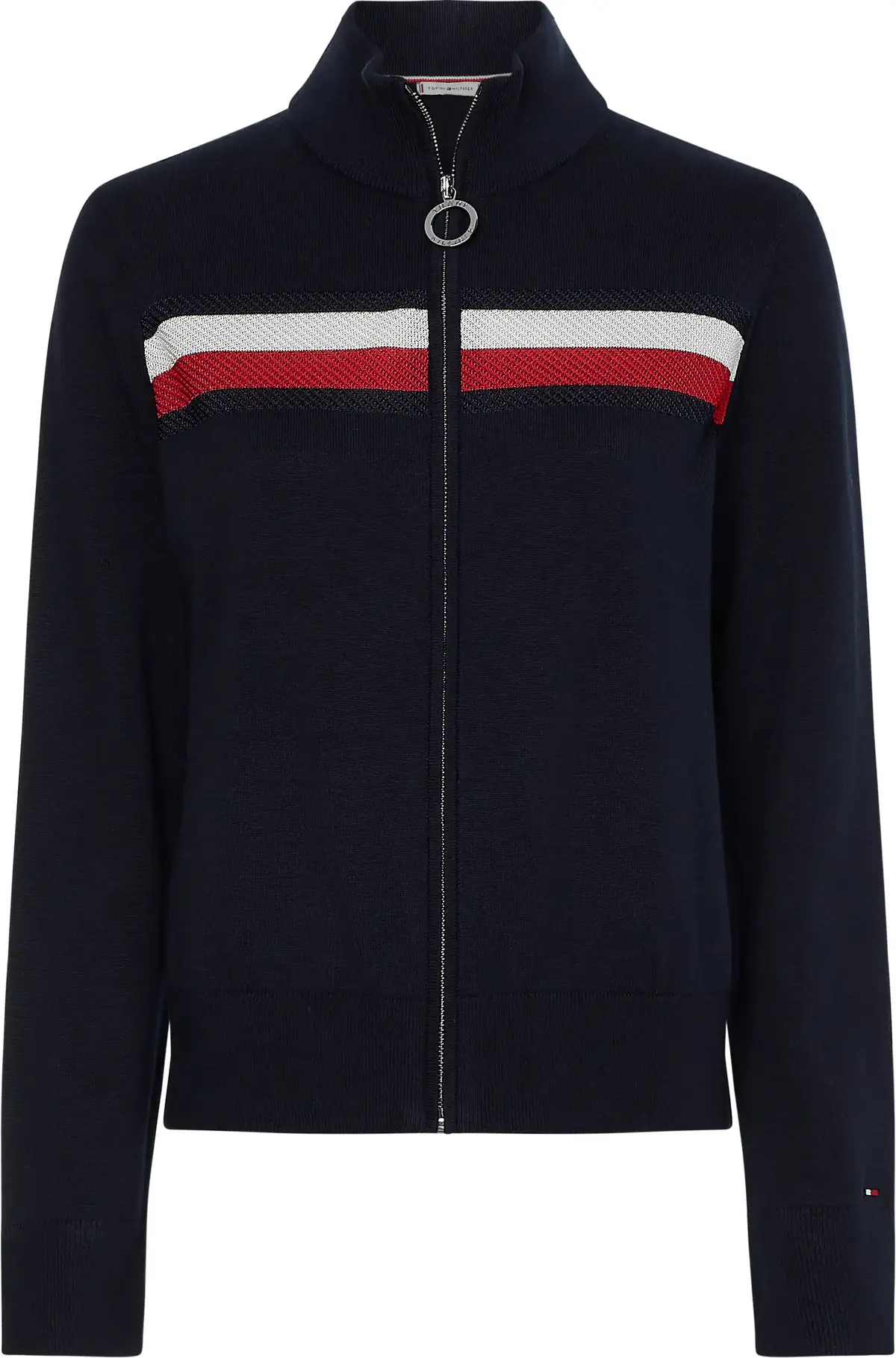 Tommy Hilfiger GLOBAL STP REG ZIP-U Kadın Siyah Kazak