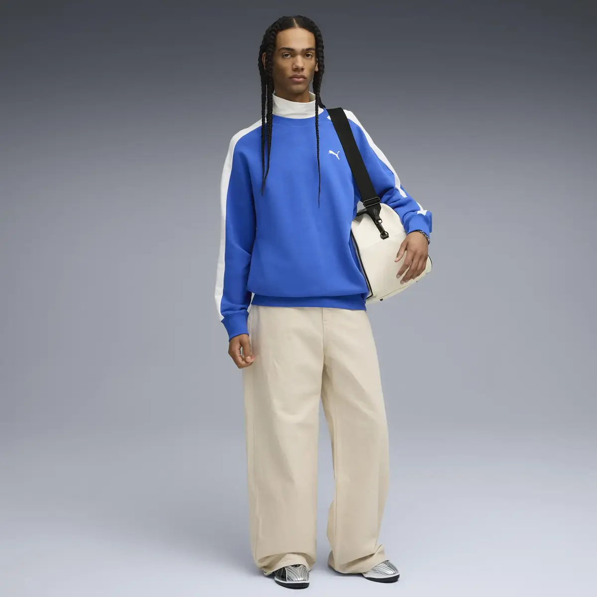 Puma T7 Relaxed Crew Mavi Erkek Sweatshirt