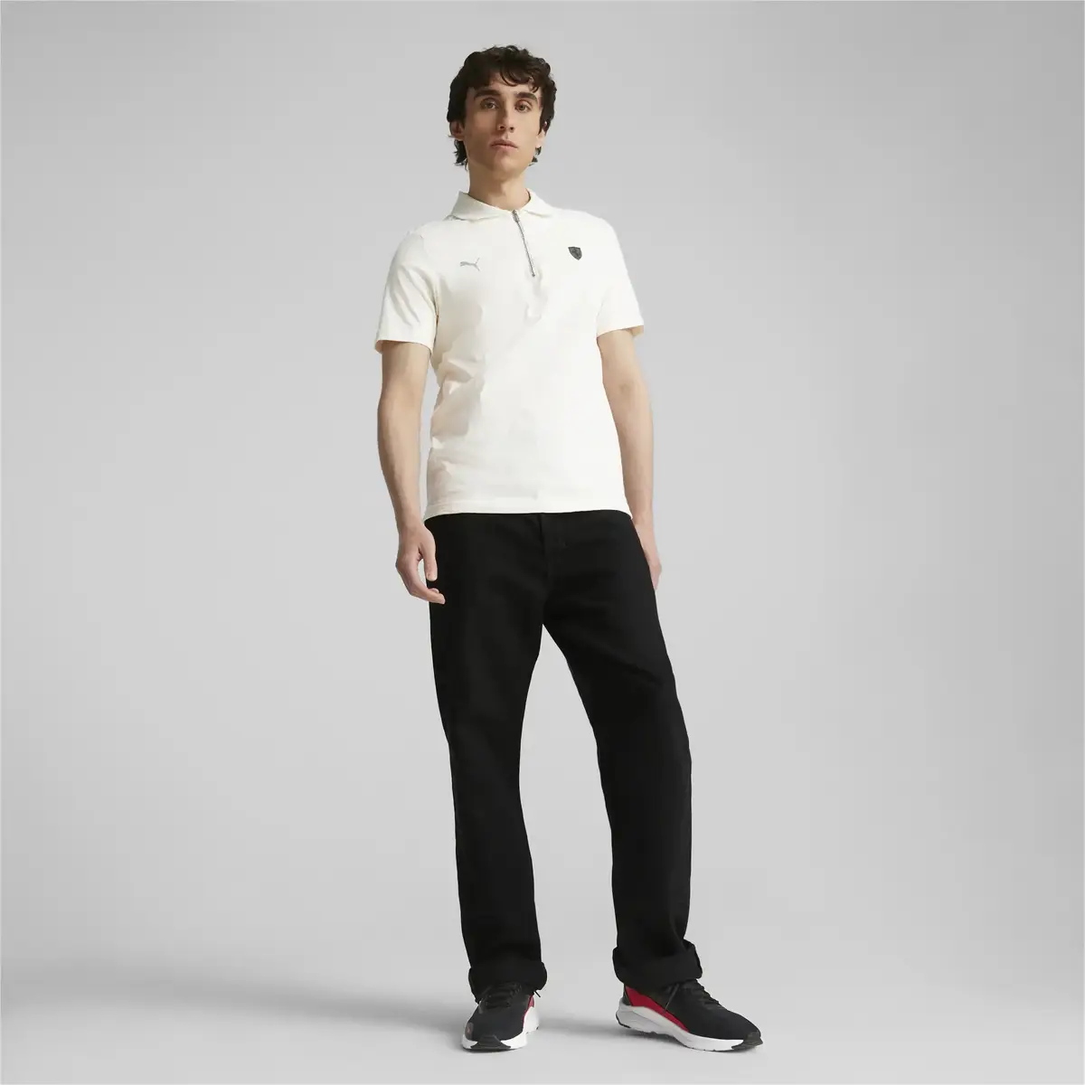 Puma Ferrari Style Polo jacquard Beyaz Erkek T-Shirt