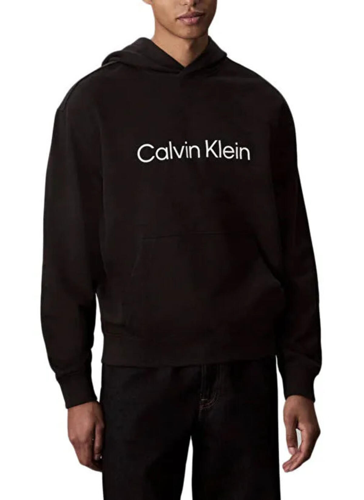 Calvin Klein LS EU STD LOGO 350TE, UB1 Erkek Siyah Hoodie