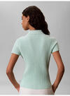 Calvin Klein ZIGZAG RIB SS ZIP UP, P84 Kadın Yeşil T-Shirt