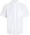 Calvin Klein LINEN COTTON S/S SHI, YAF Beyaz Erkek Gömlek