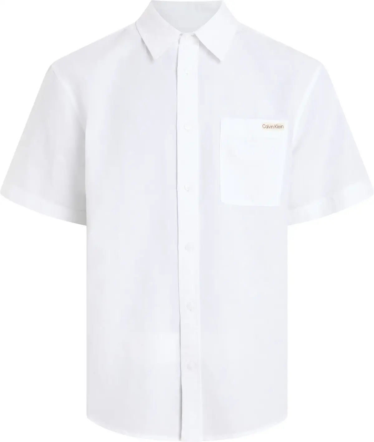 Calvin Klein LINEN COTTON S/S SHI, YAF Beyaz Erkek Gömlek