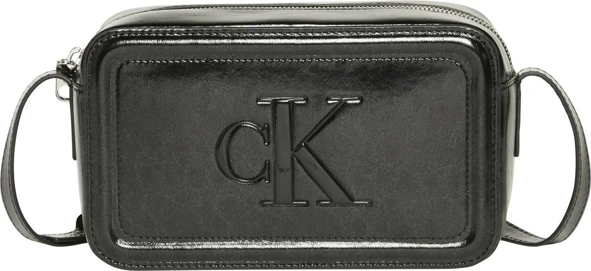 Calvin Klein BOLD CK METALLIC CAMERA BAG Kadın Siyah Omuz Çanta