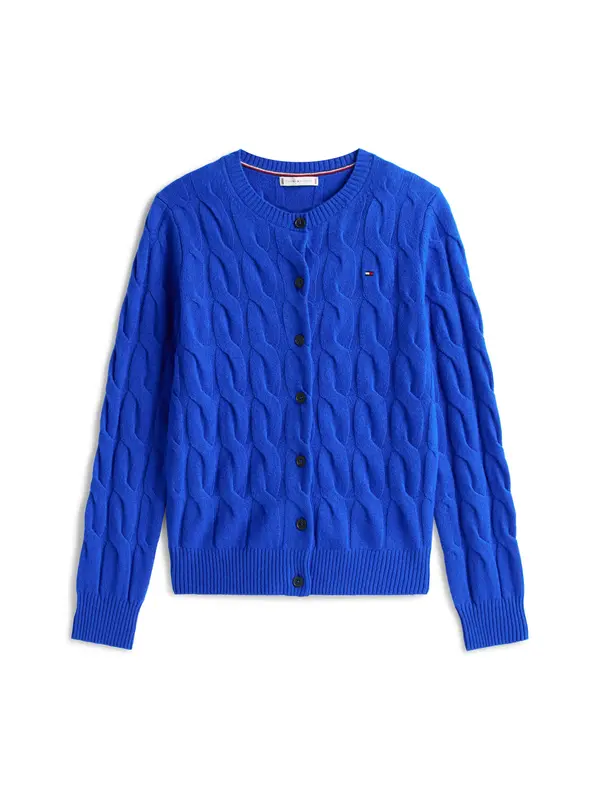 Tommy Hilfiger SOFT WOOL CABLE C-NK, C65 Mavi Kadın Kazak
