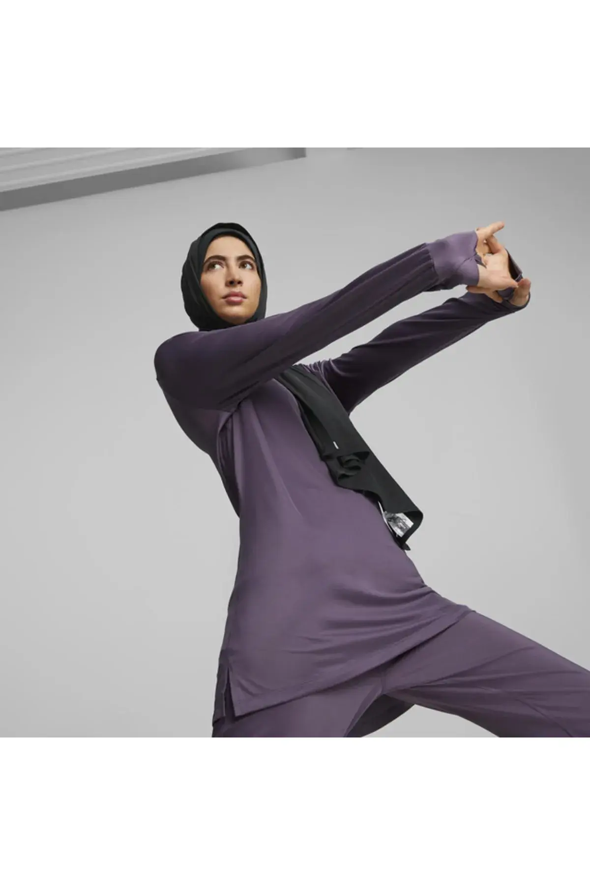 Puma Modest Activewear Long Sleeve Mor Kadın Koşu Ve Performans T-Shirt