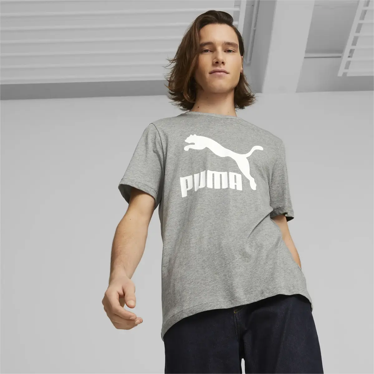 Puma Classics Logo Tee Gri Erkek T-Shirt