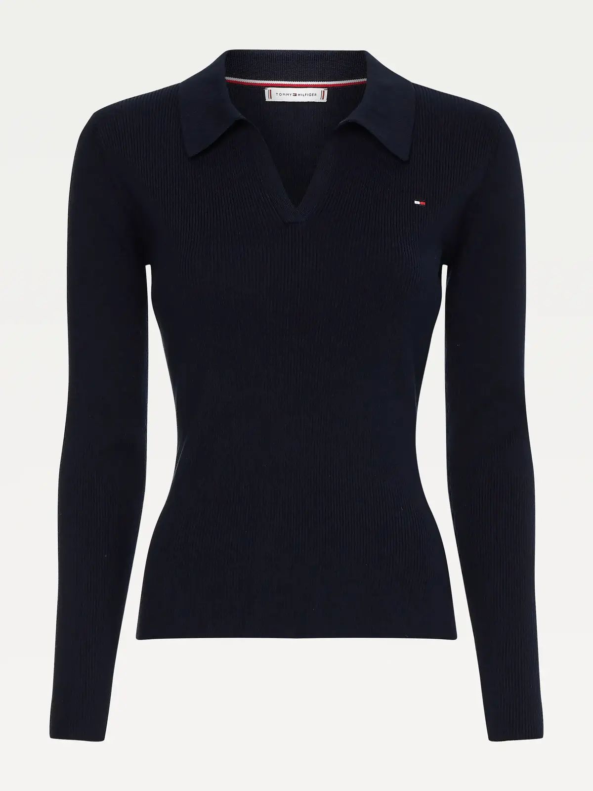 Tommy Hilfiger ORG CO SLIM OPEN POL Kadın Siyah Kazak